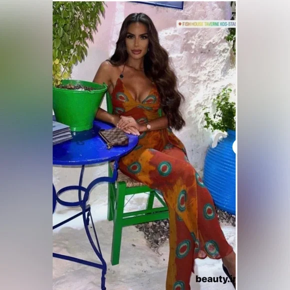 ZARA semi sheer multicoloured pareo pants size small - Picture 2 of 10